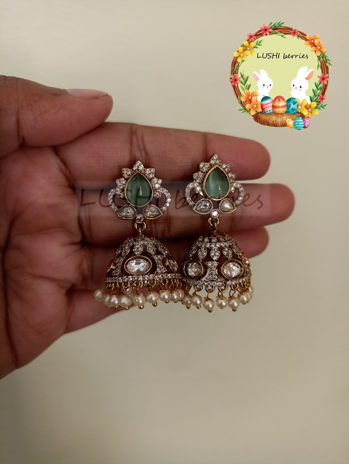 21_Premium White Stone Jumka with Different color options