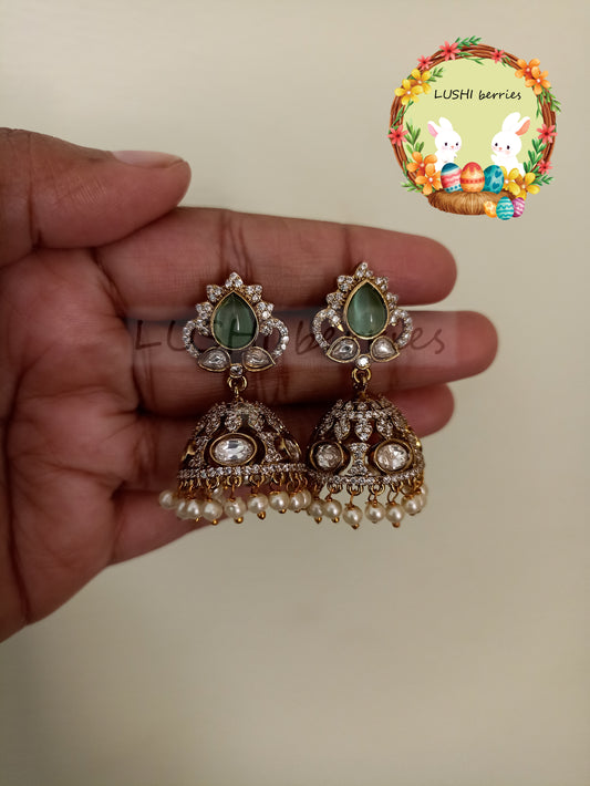 21_Premium White Stone Jumka with Different color options