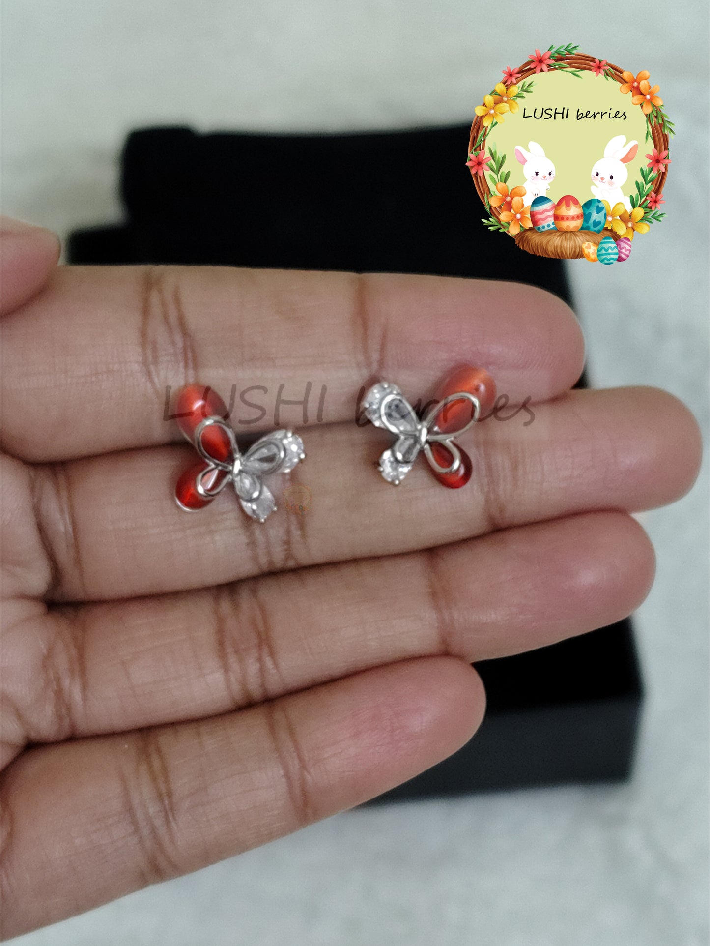 24_Cute Butterfly Stone stud