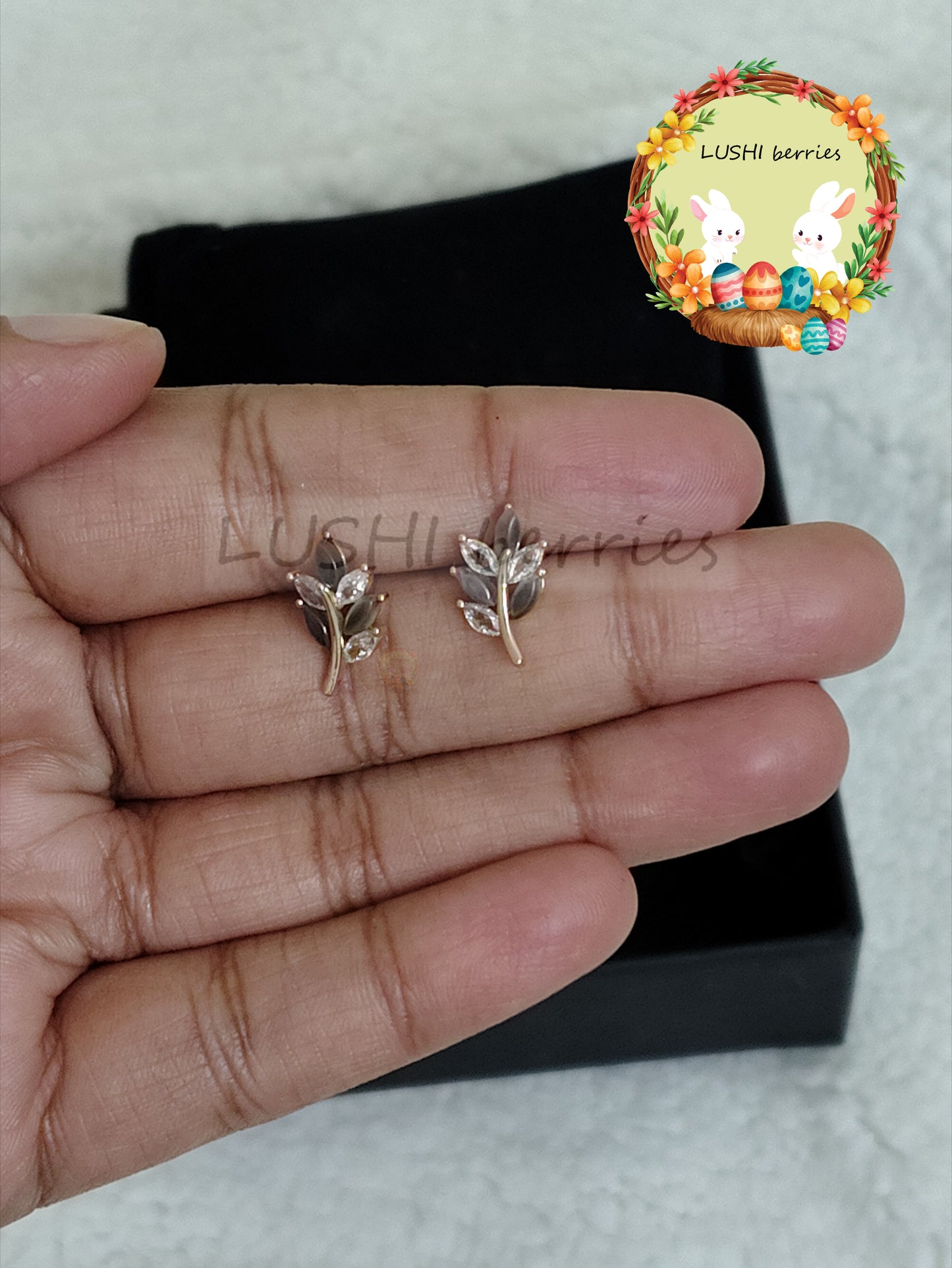 32_Cute Leaf stud with different color options