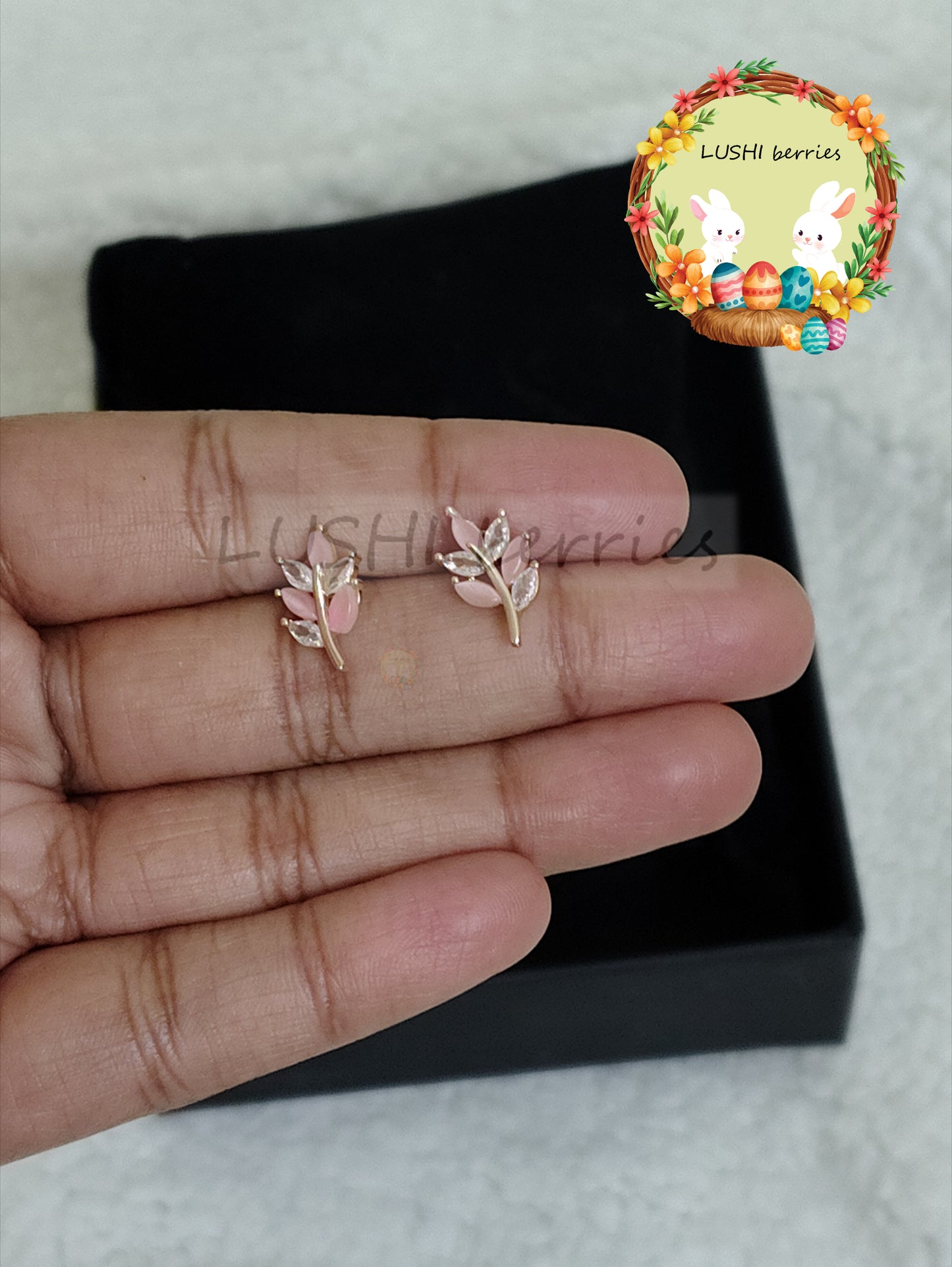 32_Cute Leaf stud with different color options