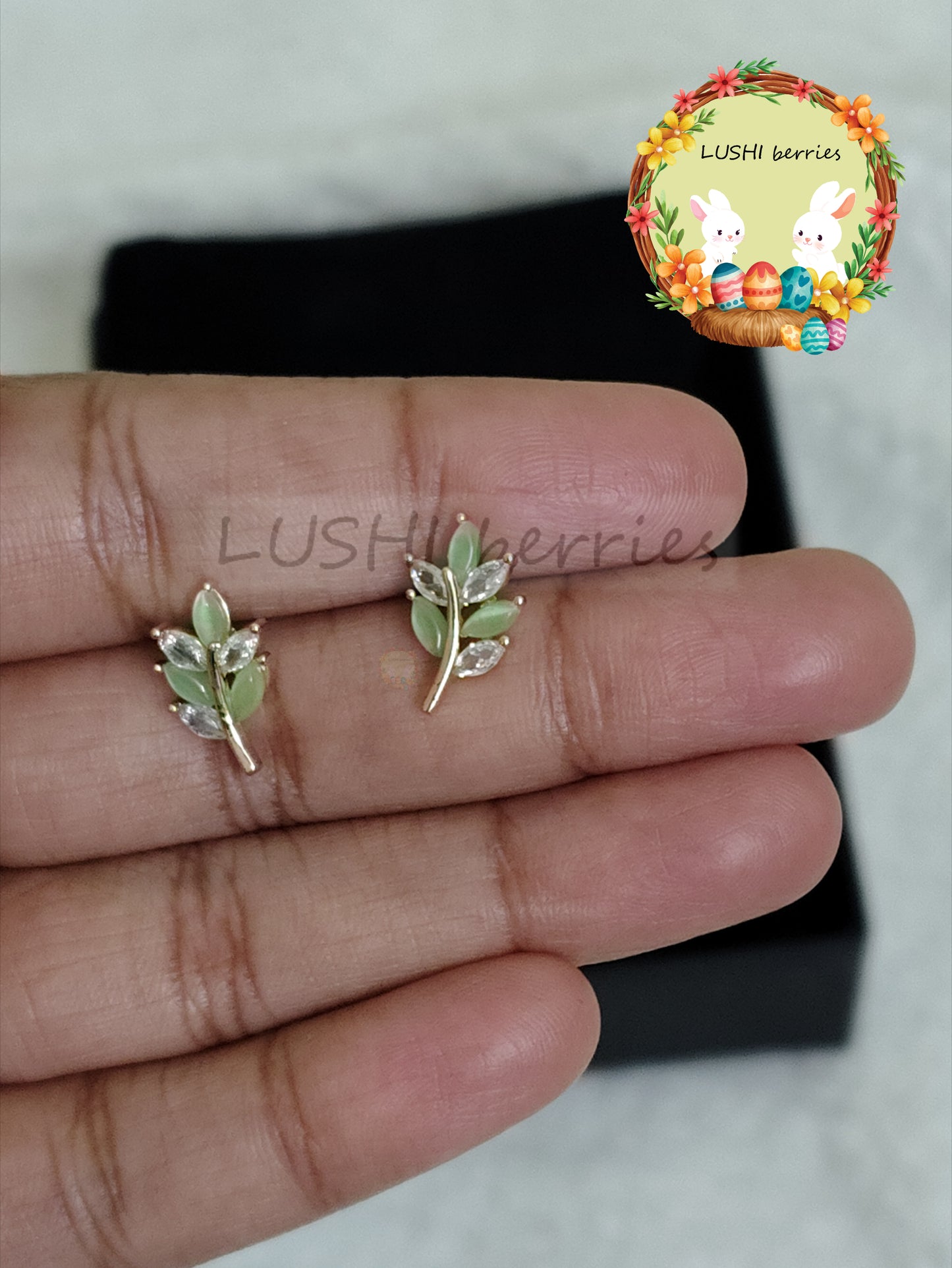 32_Cute Leaf stud with different color options