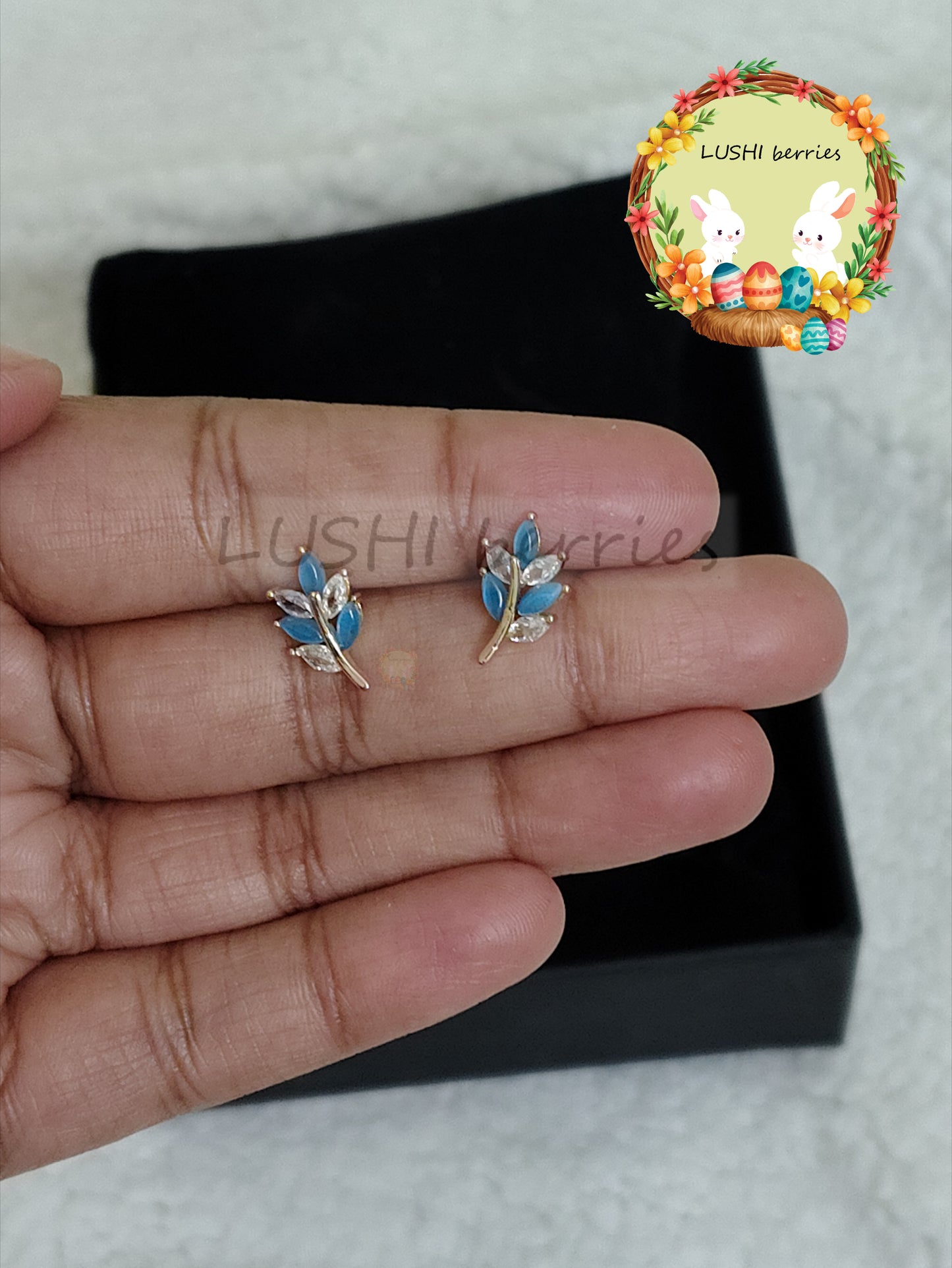 32_Cute Leaf stud with different color options