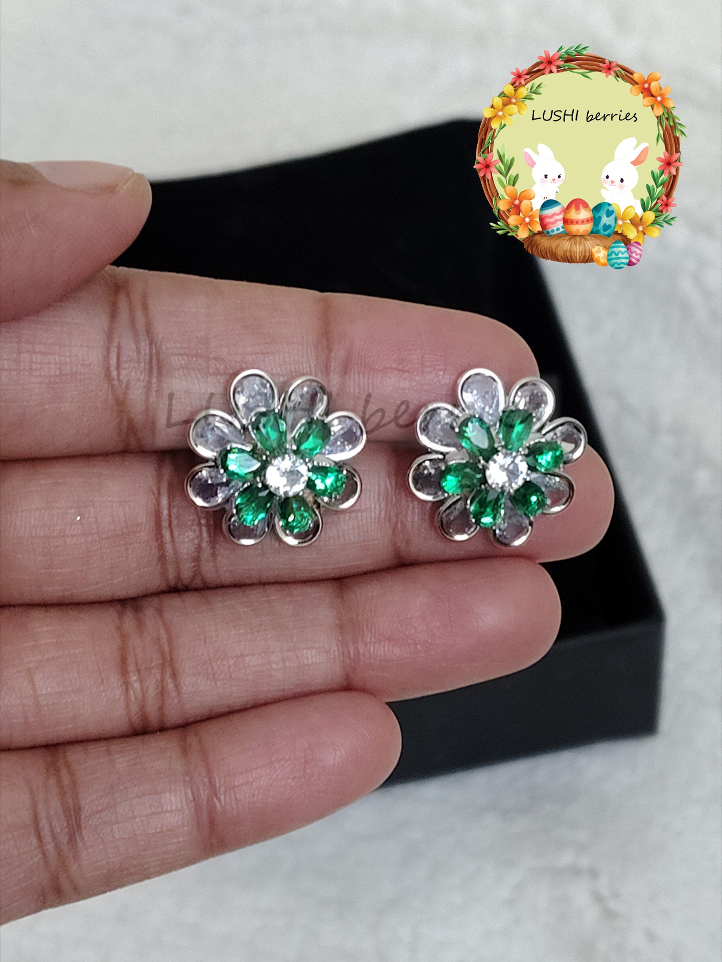 38_2 Color combination Flower studs with different color options