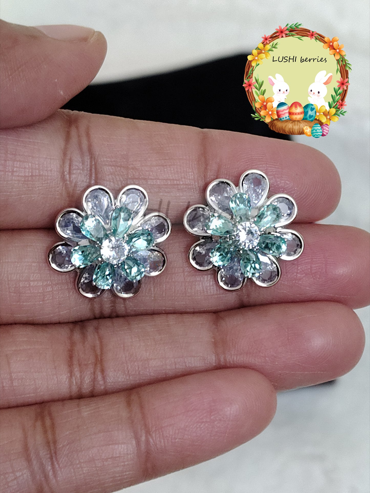 38_2 Color combination Flower studs with different color options