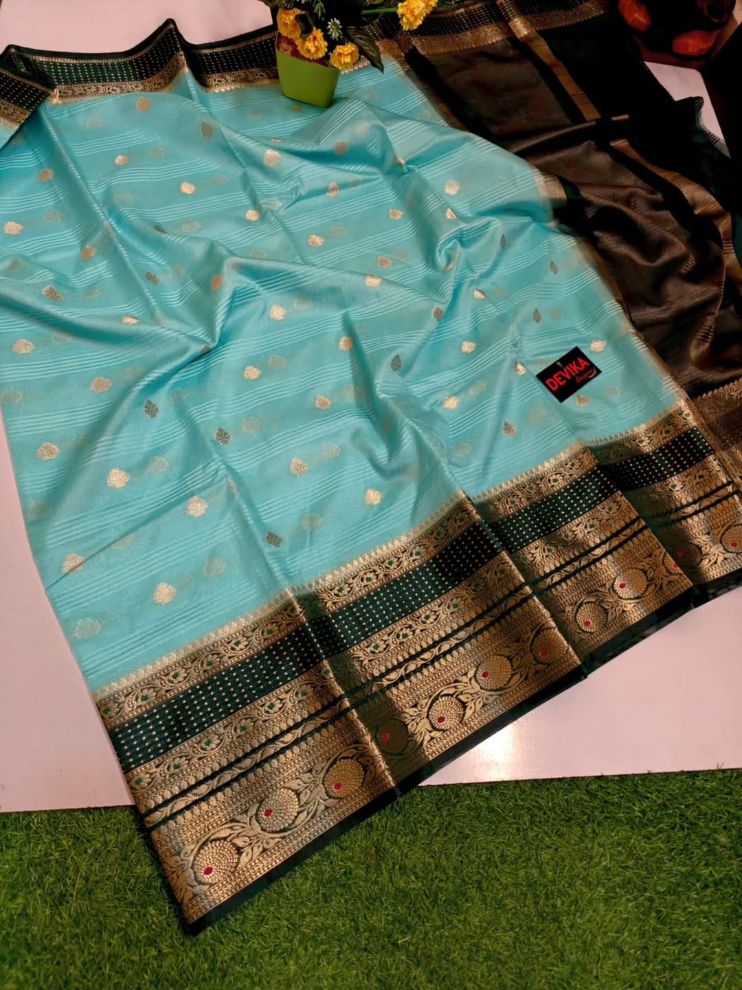 18_Banarasi warm silk soft check silk fab saree