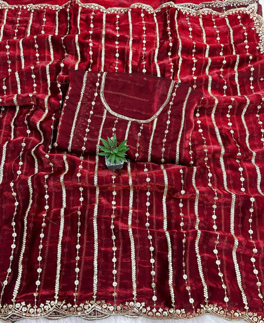 17_Fendy Satin Dual Shad Saree Multi Sequence Embroidery Work Saree