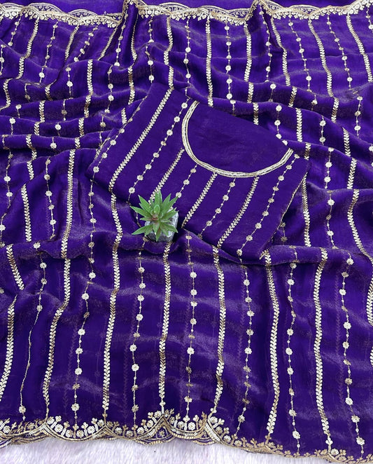 17_Fendy Satin Dual Shad Saree Multi Sequence Embroidery Work Saree