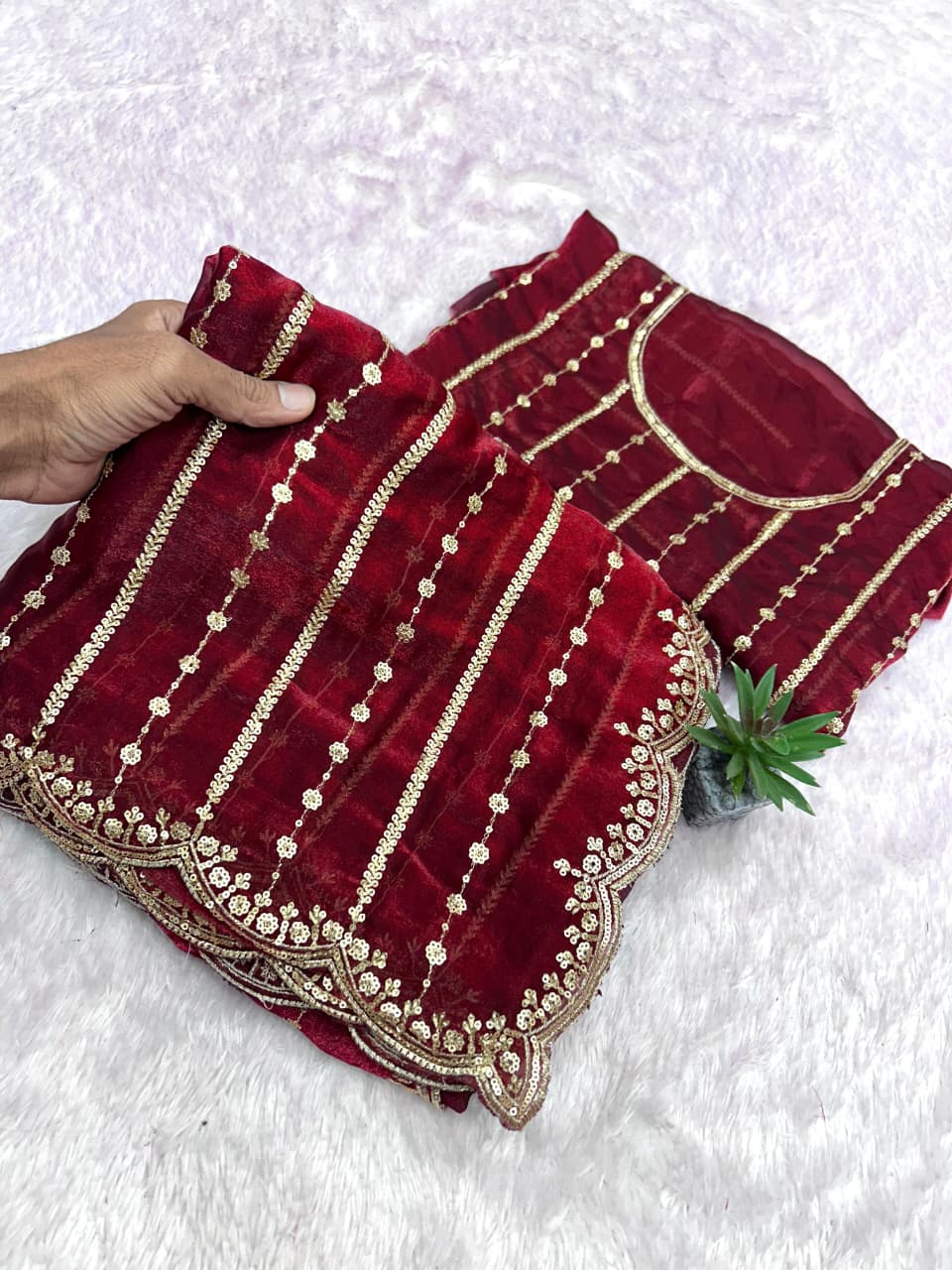 17_Fendy Satin Dual Shad Saree Multi Sequence Embroidery Work Saree