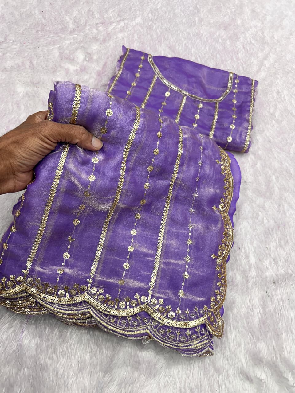 17_Fendy Satin Dual Shad Saree Multi Sequence Embroidery Work Saree