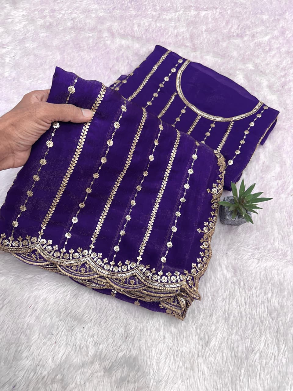 17_Fendy Satin Dual Shad Saree Multi Sequence Embroidery Work Saree