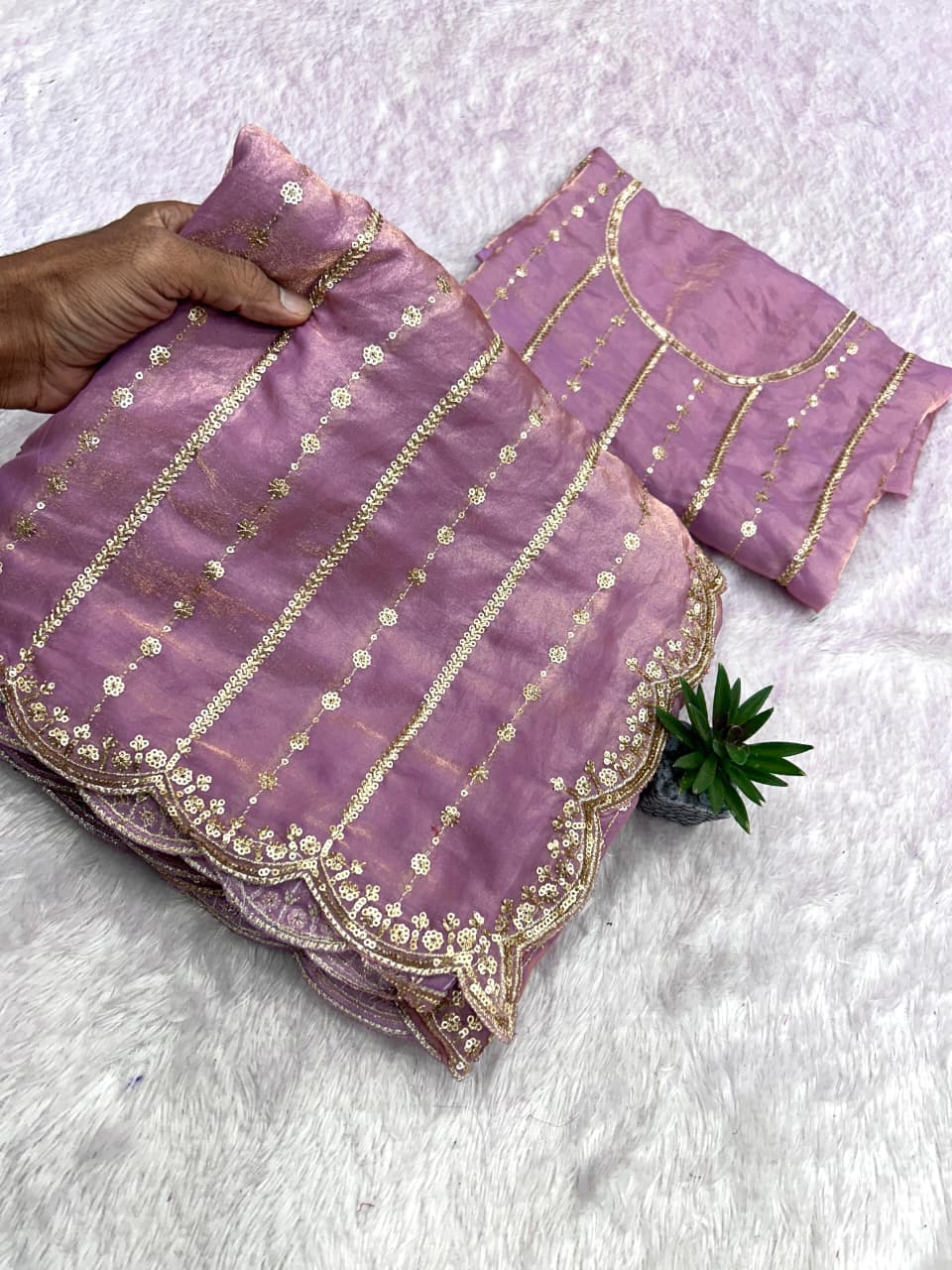 17_Fendy Satin Dual Shad Saree Multi Sequence Embroidery Work Saree