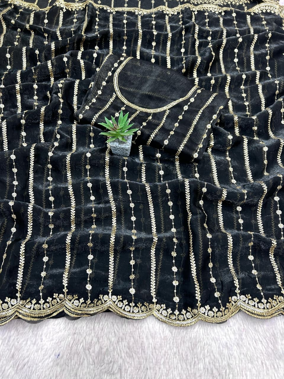 17_Fendy Satin Dual Shad Saree Multi Sequence Embroidery Work Saree