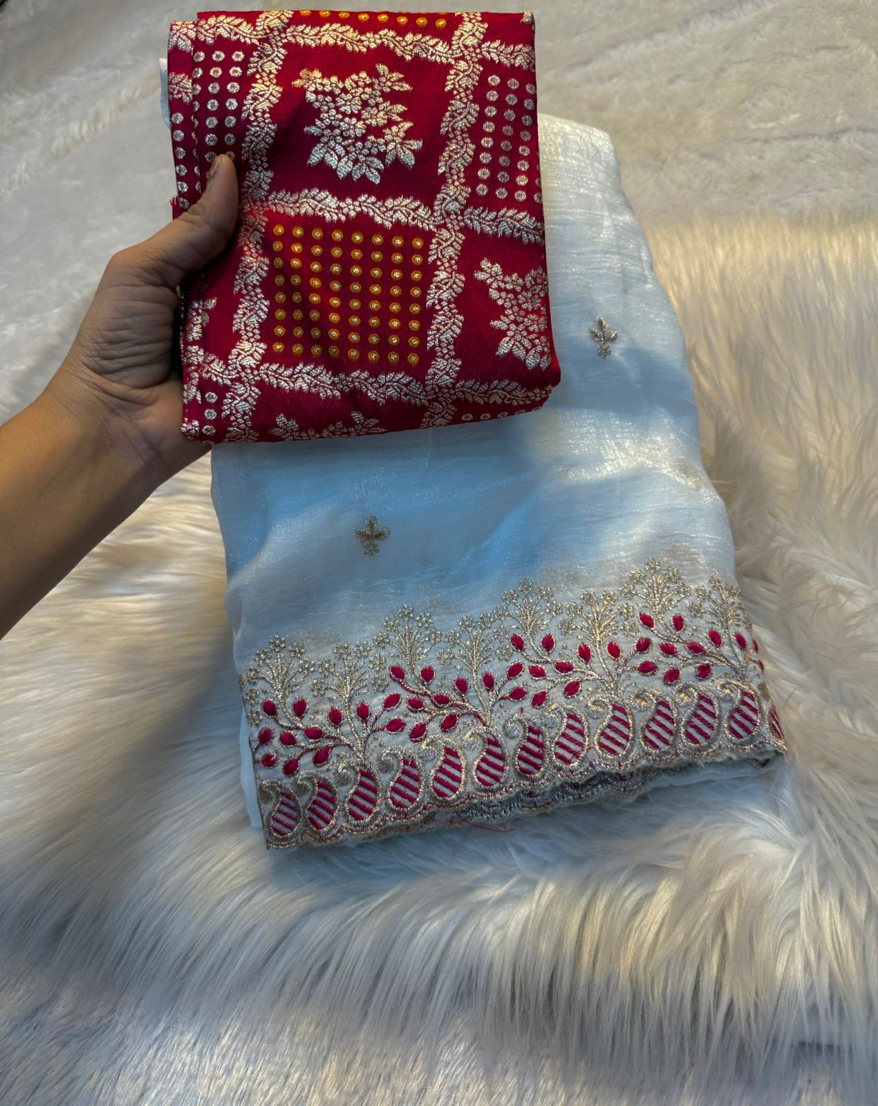 35_Crunchy chiffon saree with elegant scalap embroidery work