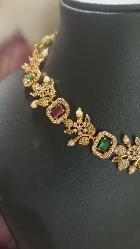 16_Premium Party wear Necklace with Red & Green Combination