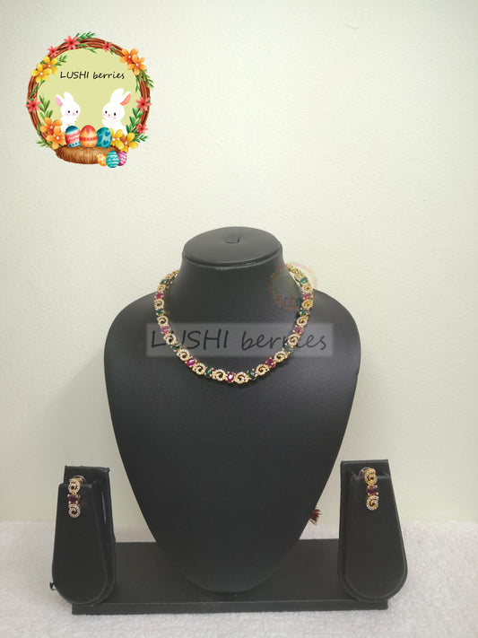 19_Premium Party wear with Green, Red and White Stone
