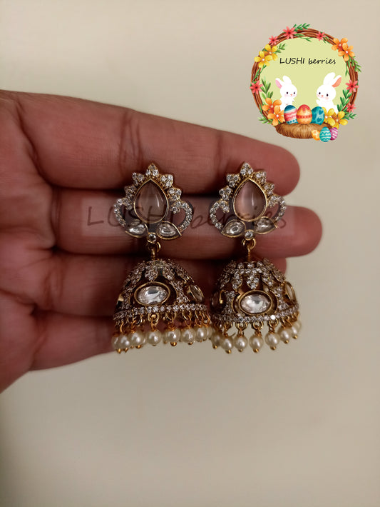 21_Premium White Stone Jumka with Different color options