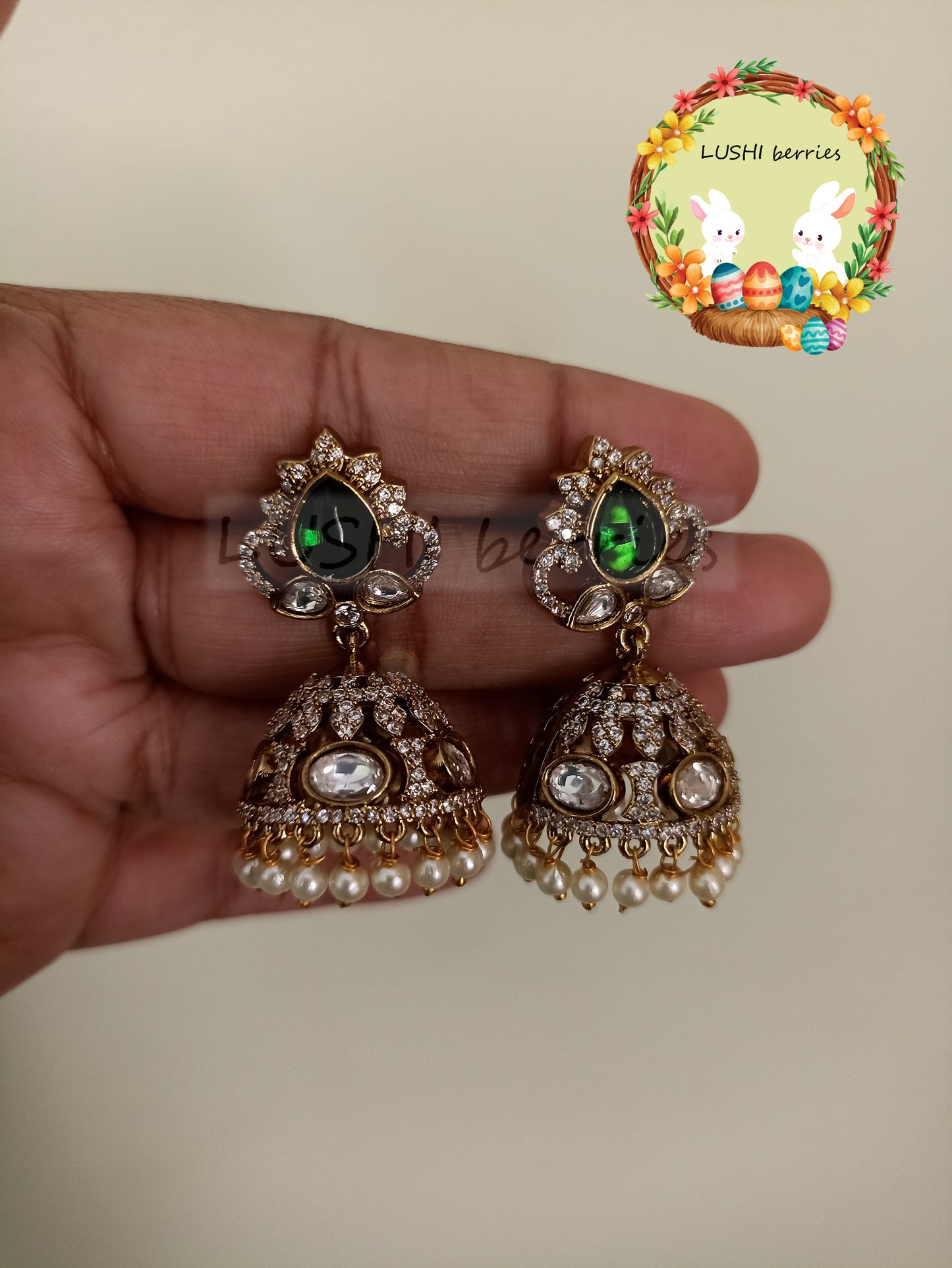 21_Premium White Stone Jumka with Different color options