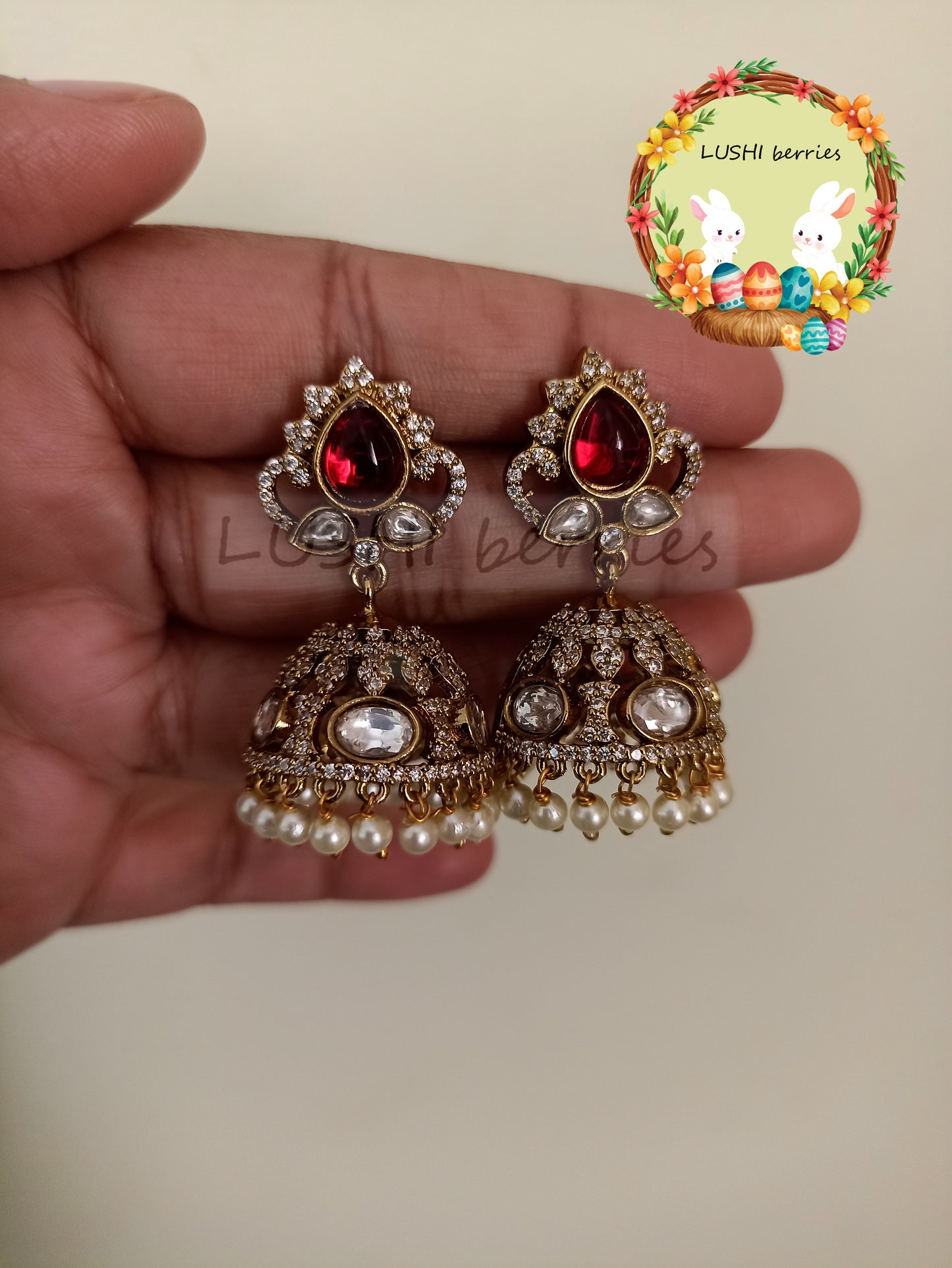 21_Premium White Stone Jumka with Different color options