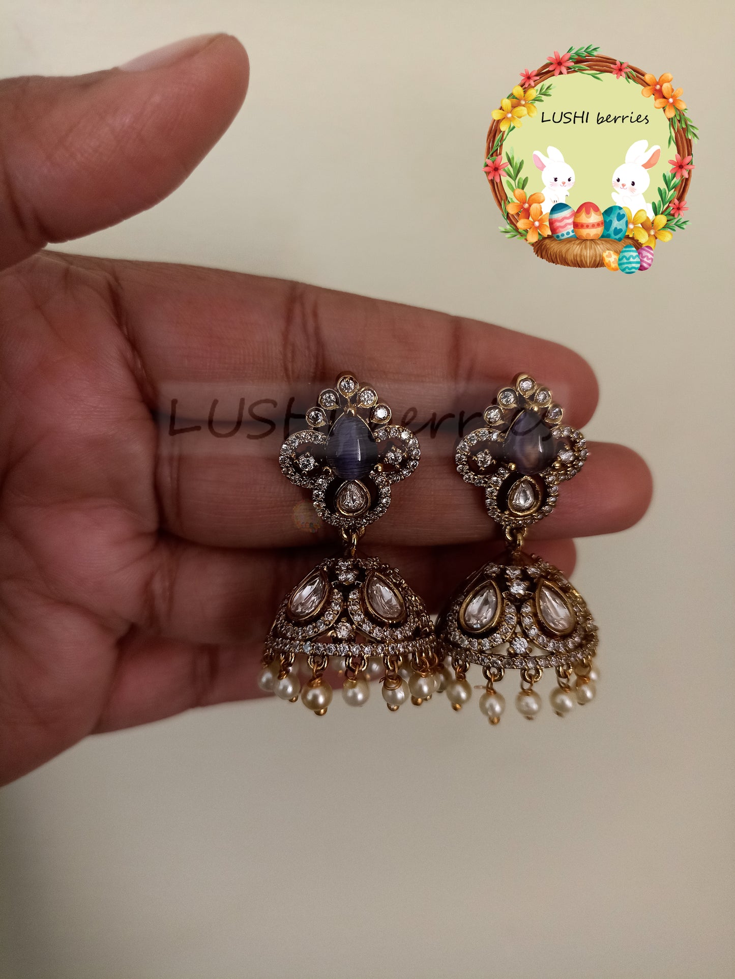 21_Premium White Stone Jumka with Different color options