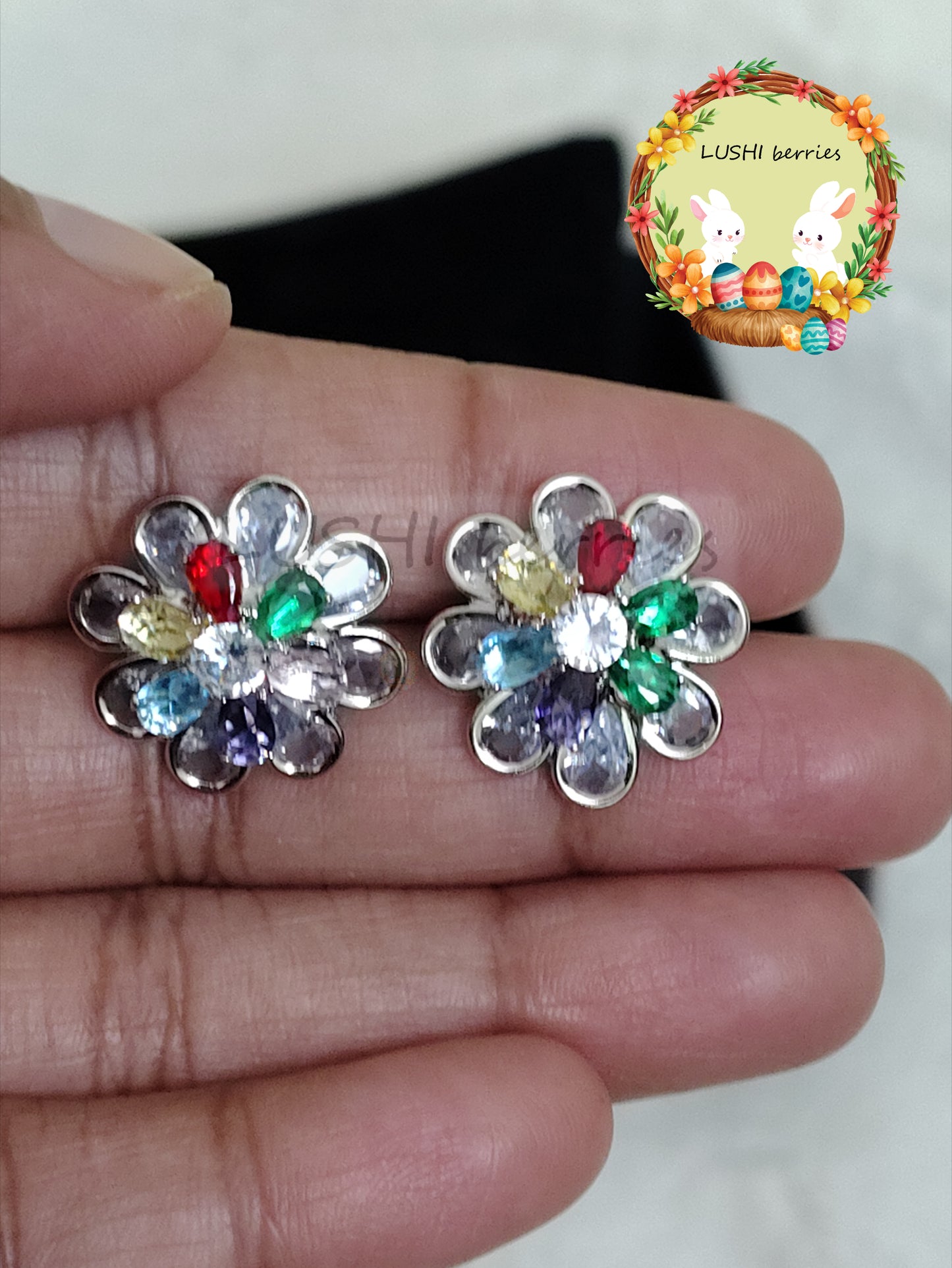 38_2 Color combination Flower studs with different color options