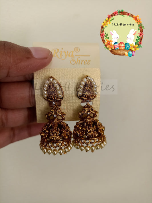 3_Premium Lakshmi Gold Look-alike Jumka with beautiful Pearls