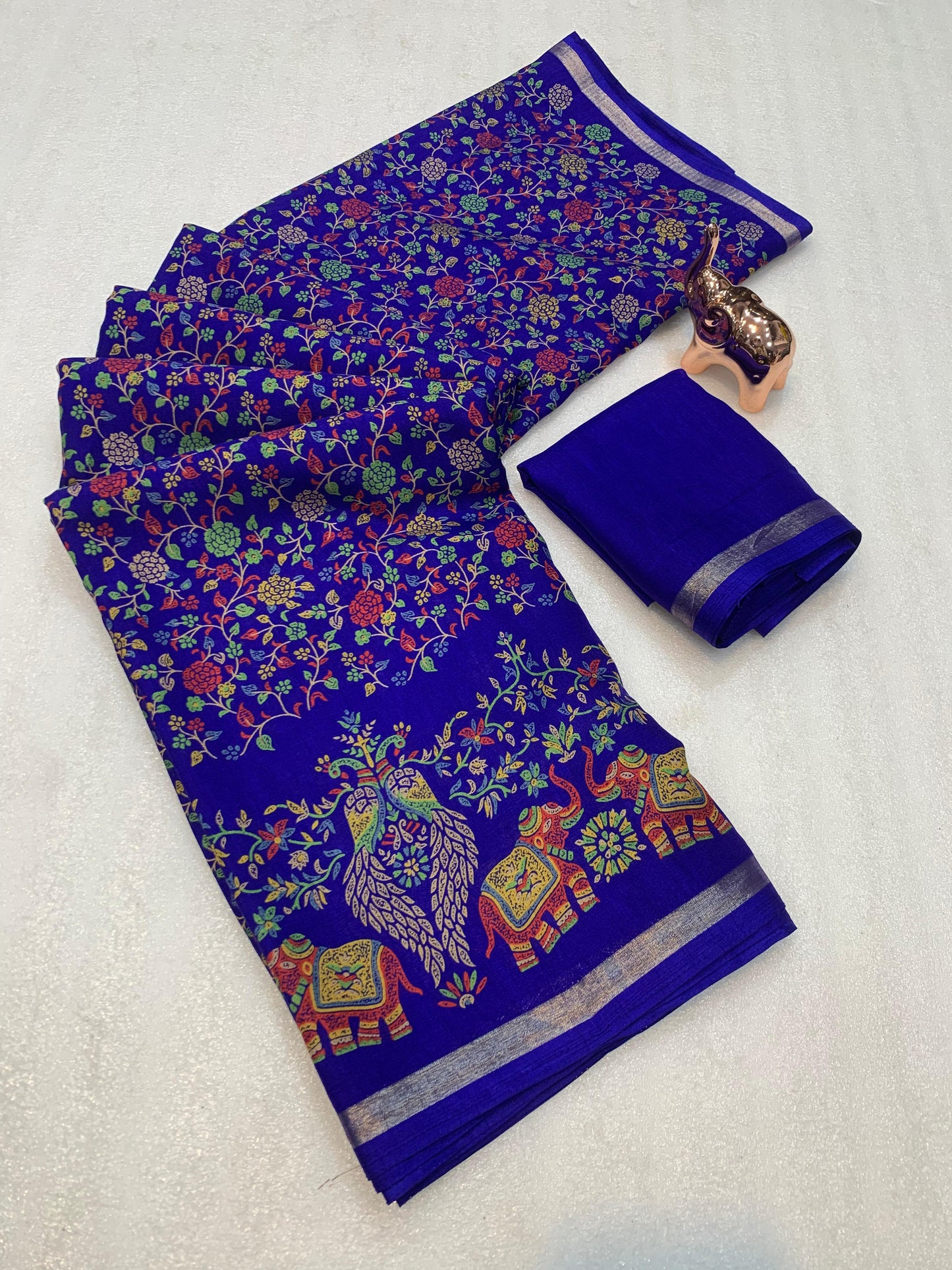 1_Pure soft Tusser Kashmiri printed saree with Rich Pallu & Fancy Golden Border