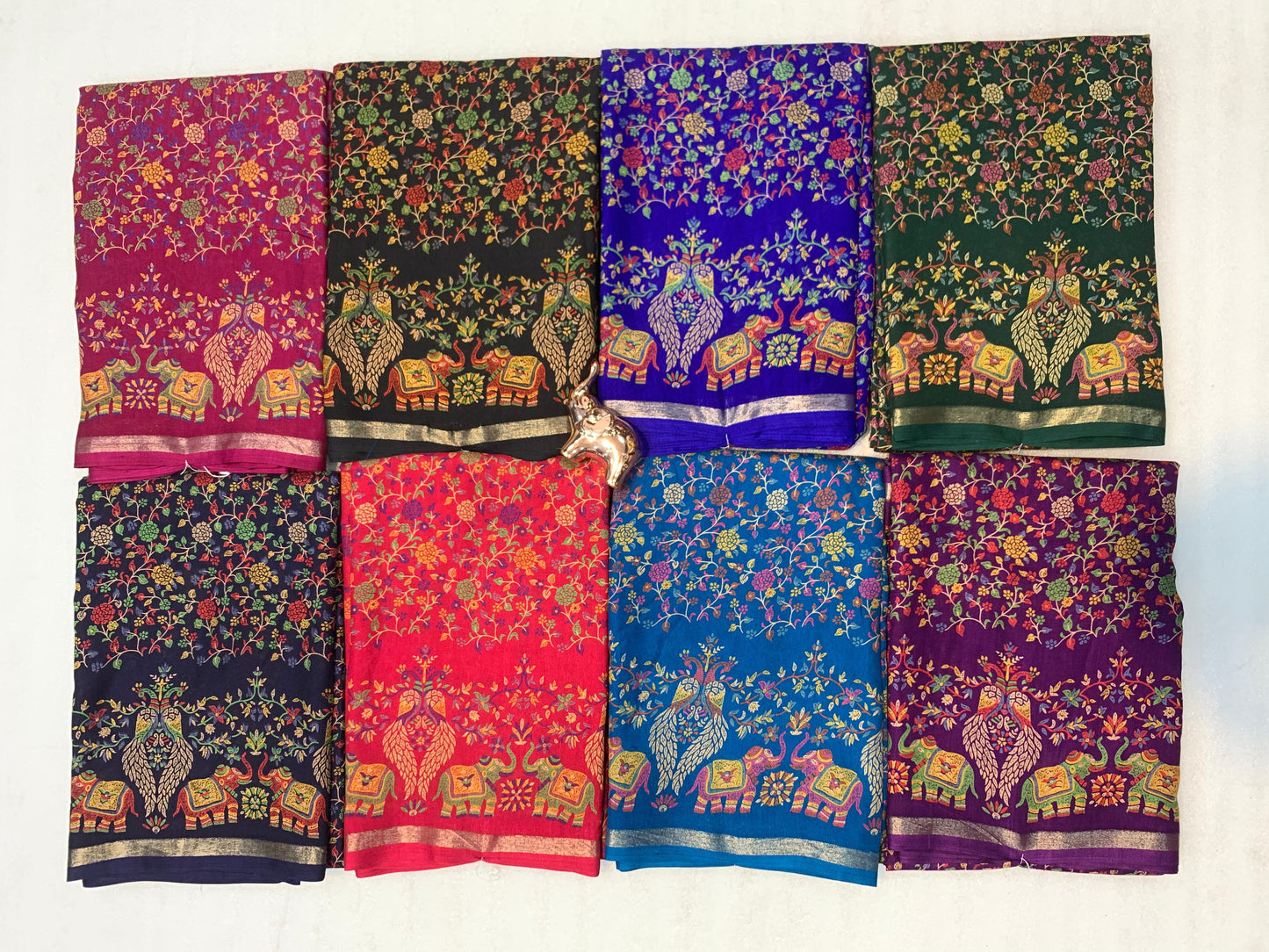1_Pure soft Tusser Kashmiri printed saree with Rich Pallu & Fancy Golden Border