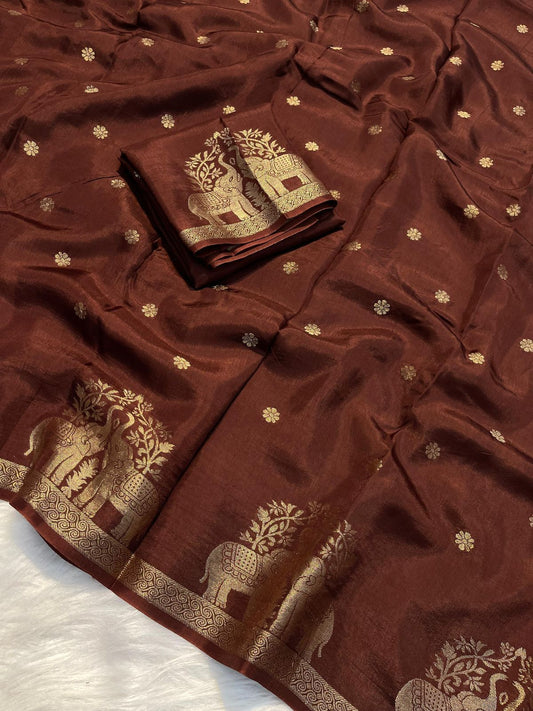 3_Pure Muslin Silk Saree With Running Blouse