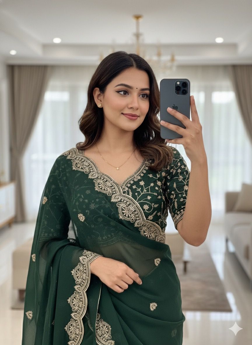 30_Quality-star georgette Embroidery saree