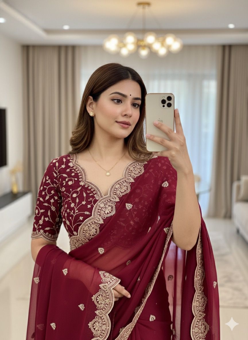 30_Quality-star georgette Embroidery saree