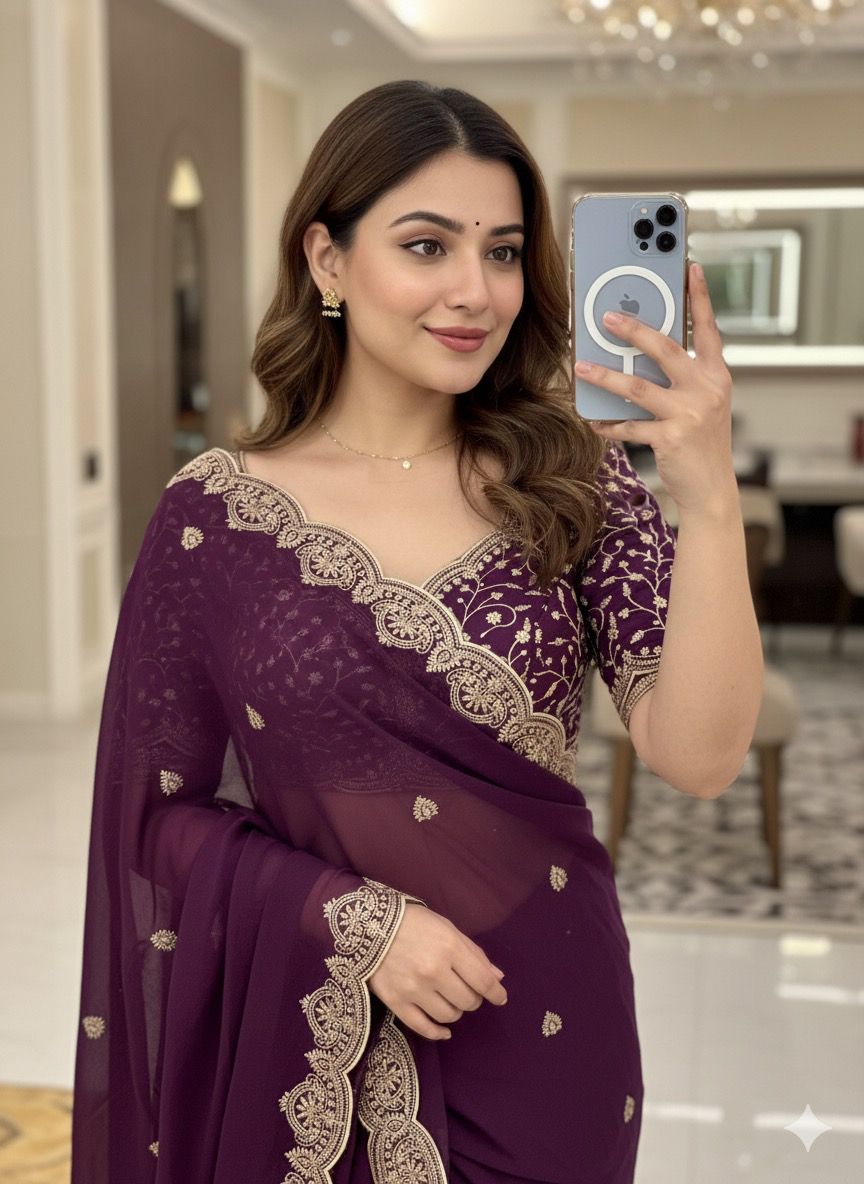 30_Quality-star georgette Embroidery saree