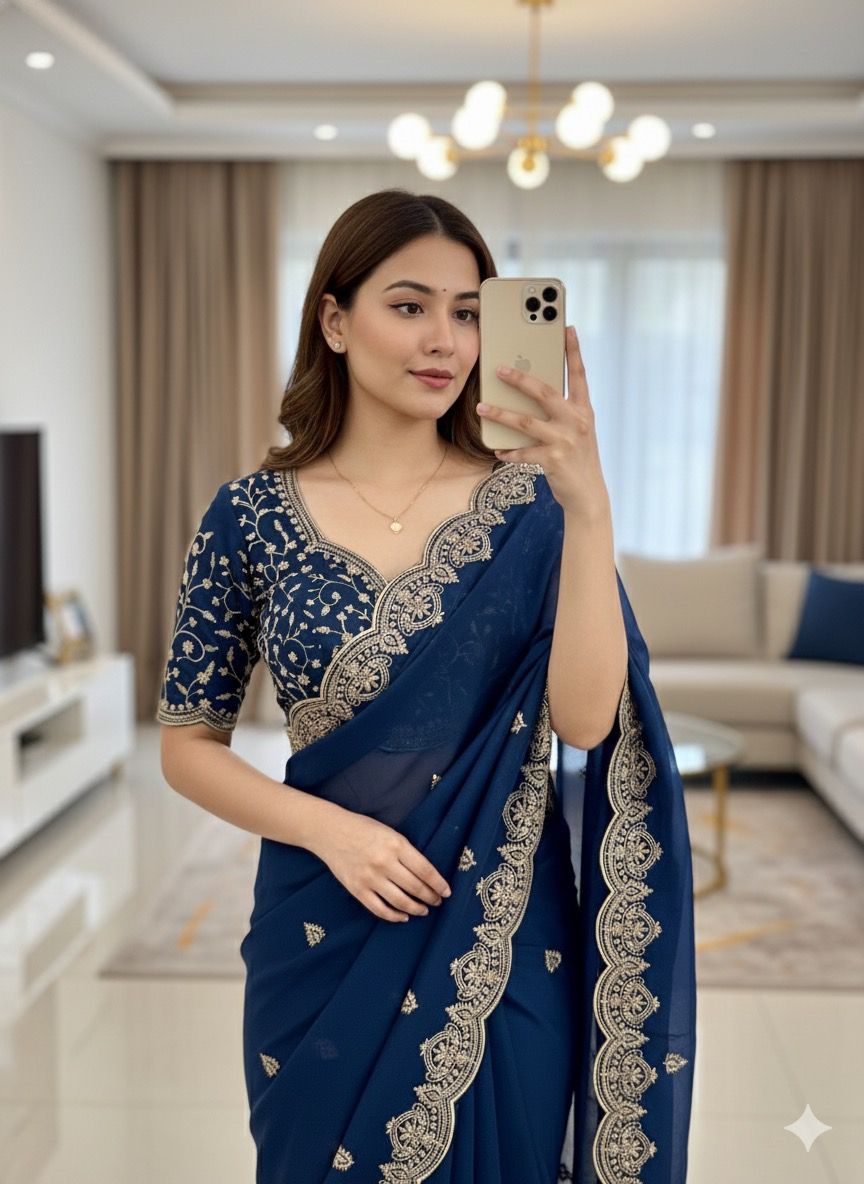 30_Quality-star georgette Embroidery saree