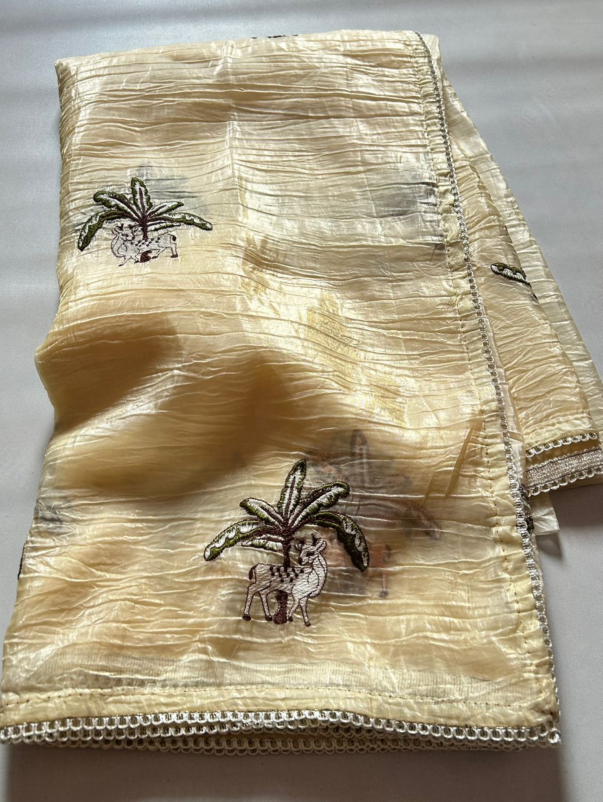 34_ Pure gold crush silk saree