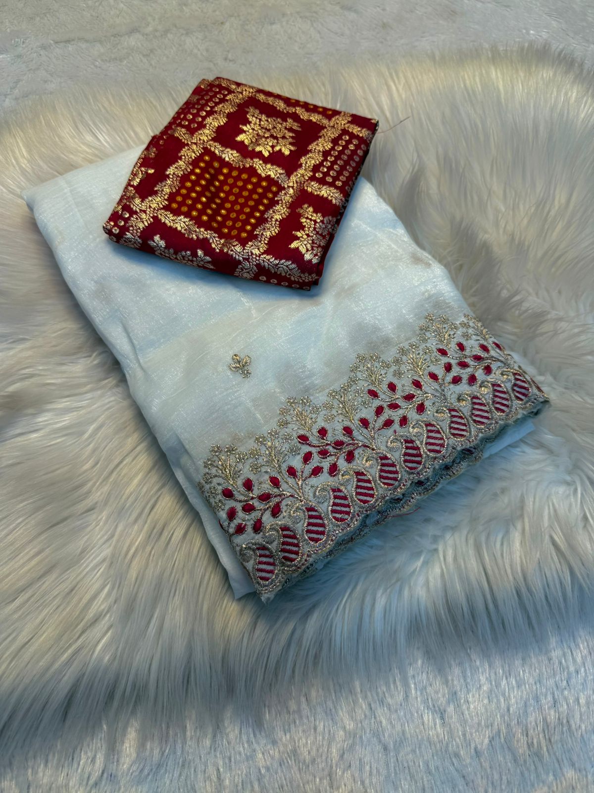 35_Crunchy chiffon saree with elegant scalap embroidery work