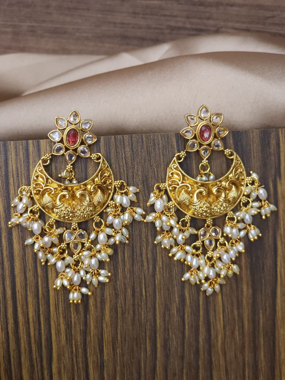 54_Premium Golden Nakshi Ear Rings  Golden Replica Model