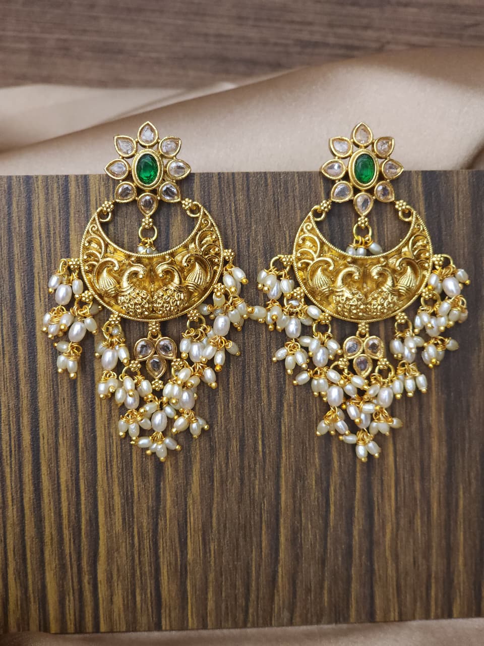 54_Premium Golden Nakshi Ear Rings  Golden Replica Model